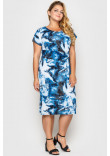 Платье «Белла» голубого цвета с принтом-акварель