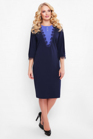 Платье «Софи» темно-синего цвета с васильковым