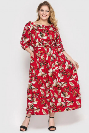 Сукня «Сніжана» бордового кольору з квітковим принтом