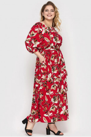 Платье «Снежанна» бордового цвета с цветочным принтом