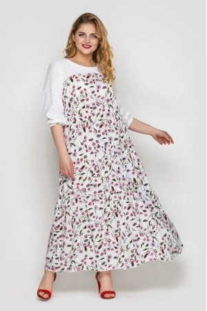 Сукня «Росава» білого кольору з принтом-флора