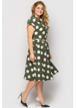 Сукня «Альміра» оливкового кольору з принтом-горох