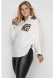 Блузка «Юлія» молочного кольору з леопардовим принтом