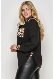 Блузка «Юлія» чорного кольору з леопардовим принтом
