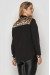 Блуза «Юлия» черного цвета с леопардовым принтом