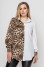 "Leona" blouse in white with leopard print