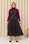"Wendy" graphite suit with burgundy check