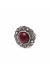 Перстень «Безанта» сріблястого кольору з червоним кабошоном