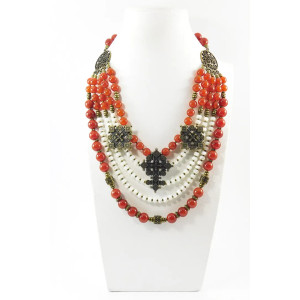 Намисто «Фіорентина» з сердоліку та перламутру