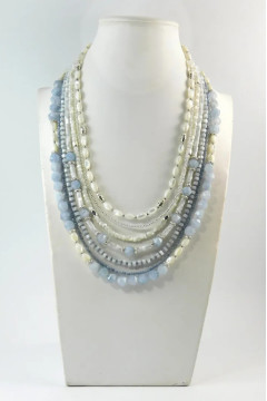 Намисто «Морська блакить» з аквамарином та перламутром