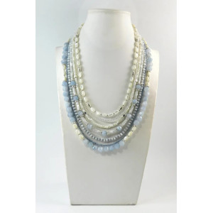 Намисто «Морська блакить» з аквамарином та перламутром