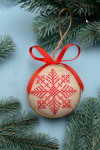 Ялинкова кулька «Сніжинка» з червоним орнаментом