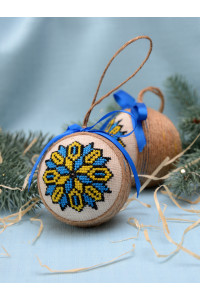 Ялинкова кулька «Вітражна» з жовто-блакитним орнаментом