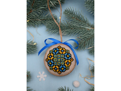 Ялинкова кулька «Мозаїка» з жовто-блакитним орнаментом