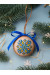 Елочный шар «Традиция» с желто-голубым орнаментом