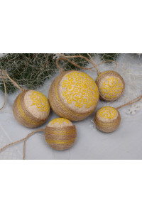 Набір ялинкових кульок «Сніжинки» жовтого кольору