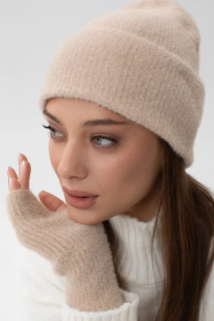 Комплект «Вірджинія» (шапка та мітенки) бежевого кольору