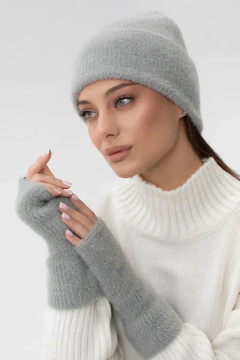Комплект «Вірджинія» (шапка та мітенки) світло-сірого кольору