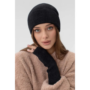 Комплект «Вирджиния» (шапка и митенки) черного цвета