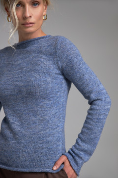 Denim-colored long-sleeve "Feather" shirt