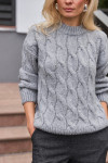 Фактурный свитер «Ирен» серого цвета Фактурный свитер «Ирен» серого цвета