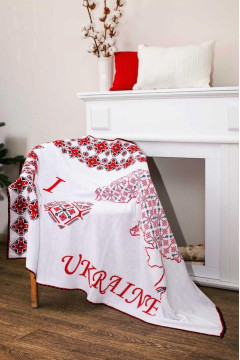 Плед «Вишиванка» білого кольору, 100х150 см