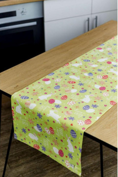 Easter table runner "Pysanka" green