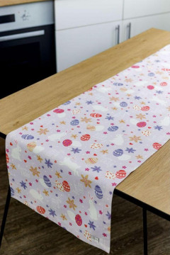 Easter table runner "Pysanka" lilac color