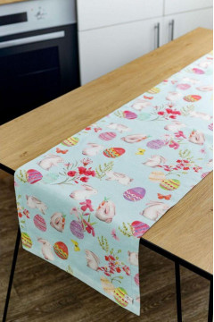 Easter table runner "Pysanka" blue