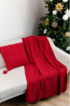 Плед «Різдвяник-коси» червоного кольору, 130х170 см