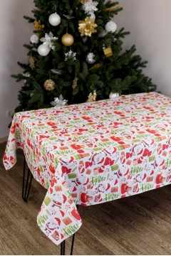 Christmas tablecloth "Santa" white
