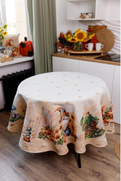 Festive round tablecloth "Pumpkin Gnomes"