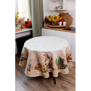 Святкова кругла скатертина «Гарбузові гноми»