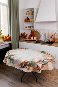 Festive oval tablecloth "Pumpkin Gnomes"