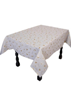 Новогодняя скатерть «Шапочки» бежевого цвета