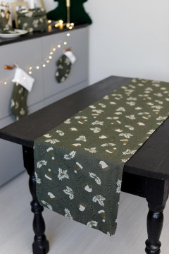 New Year's table runner "Hats" in green