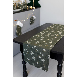 Новорічна доріжка на стіл «Шапочки» зеленого кольору
