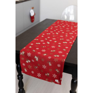 Новорічна доріжка на стіл «Дзвіночки» червоного кольору