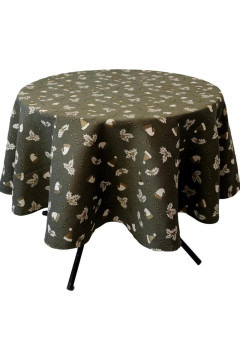 Новогодняя круглая скатерть «Шапочки» зеленого цвета