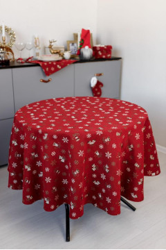 Новогодняя круглая скатерть «Дзвіночки»