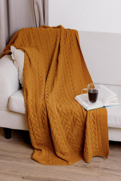 Плед «Коси» кольору вохри, 130х170 см