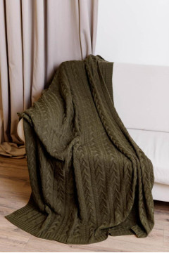 Плед «Коси» оливкового кольору, 130х170 см