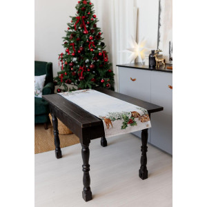 Новорічна доріжка на стіл «Будиночок в лісі»