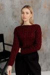 Cropped jumper "Assol" in burgundy color
