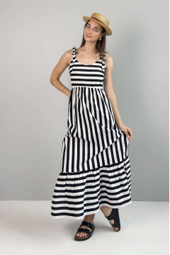 Milk-colored sundress "Teitra" with a striped print