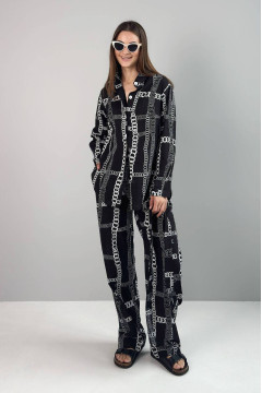 Chiara black printed suit