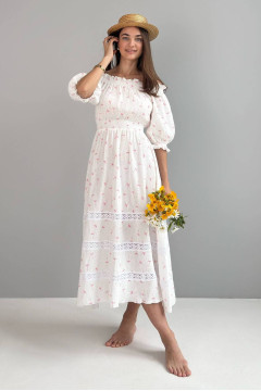 "Mikelle" milky-colored dress with print