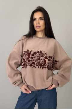 Свитшот "Кларк" цвета мокко с принтом