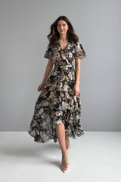 "Inora" black dress with print