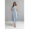 "Meili" dress in blue with print
